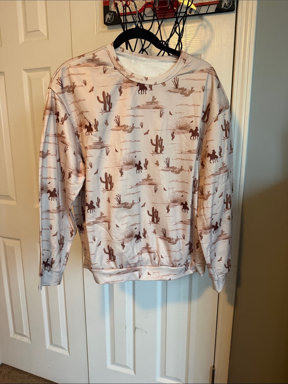 Men's Desert Print Crewneck Sweater - Cream/Brown